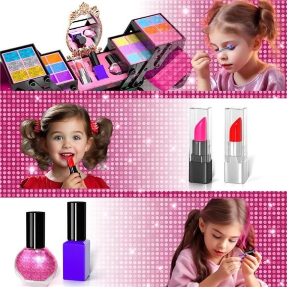 Kids Makeup Kit, 52 Pcs Pretend Makeup , Washable Non Toxic Make Up For Kids - Picture 2 of 6